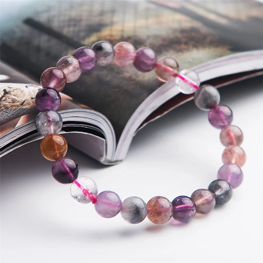 

Natural Colorful Red Auralite 23 Round Beads Bracelet Women 7mm 8mm Stretch Cacoxenite Auralite 23 Crystal AAAAAA