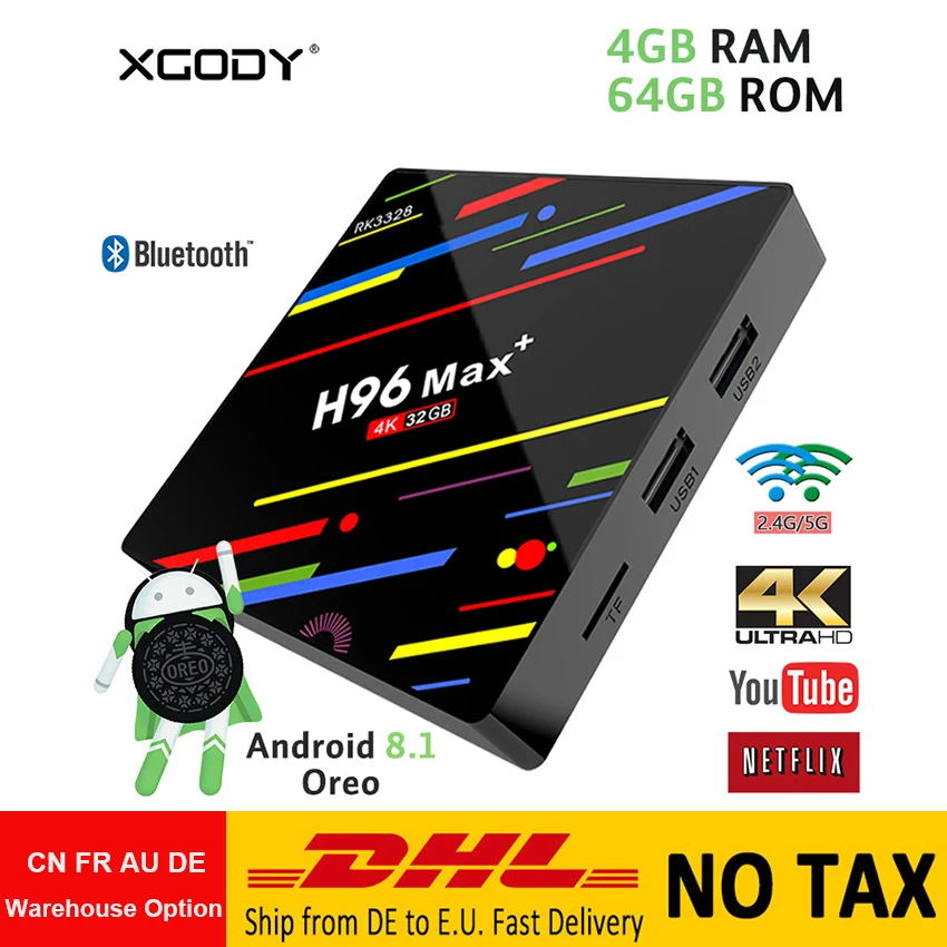 XGODY H96 Max + 4 к HD Smart tv Box Android 8 1 Oreo ГБ оперативная память 64 г Встроенная медиаплеер с