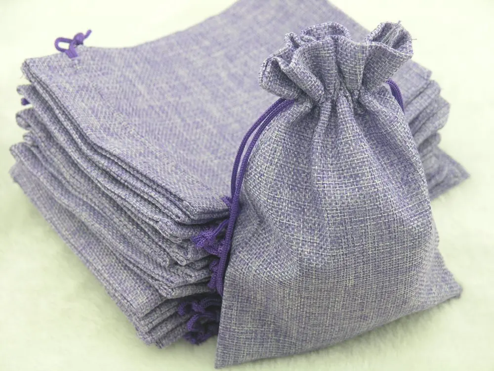 

100pcs 12.5 #17cm Purple Hemp/Hessian Bags, Jewelry Pouches, Wedding Favors, Jewcm Brown Helry Packing, Gift Bags--HB121708