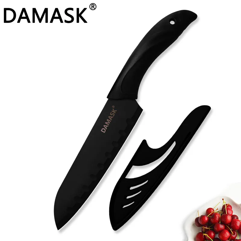 7 Inch Santoku Knife Дамаск профессиональный нож шеф-повара Пособия по кулинарии ножи для резки мяса хлеб овощ-картофель нож для нарезки ножей Япония Кухня Ножи аксессуары - Цвет: 7 Inch Santoku Knife