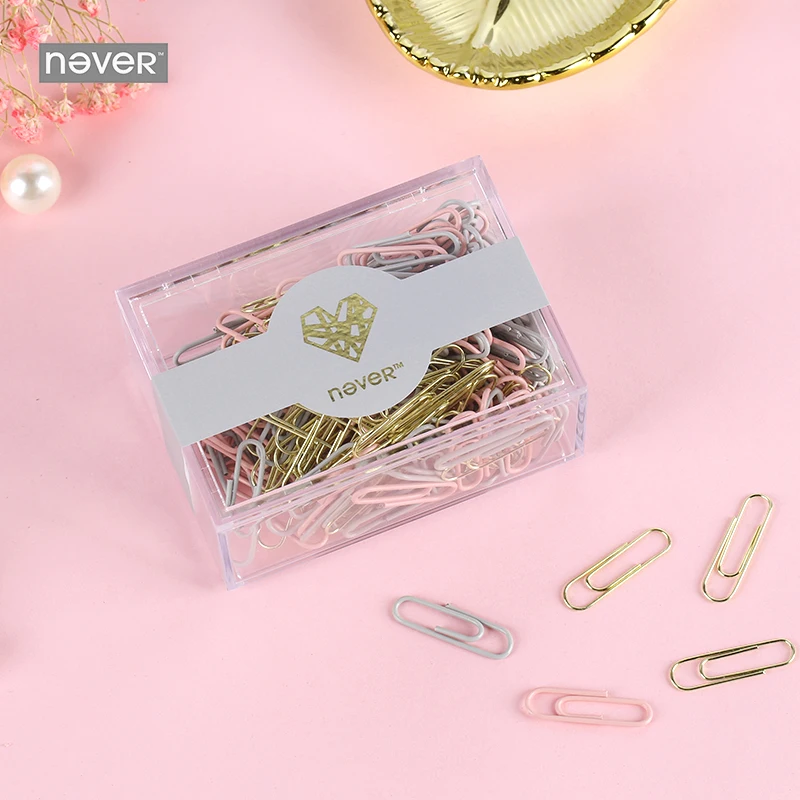 Никогда розовые бумажные зажимы серии Золотой Серый Розовый Цвет макарун