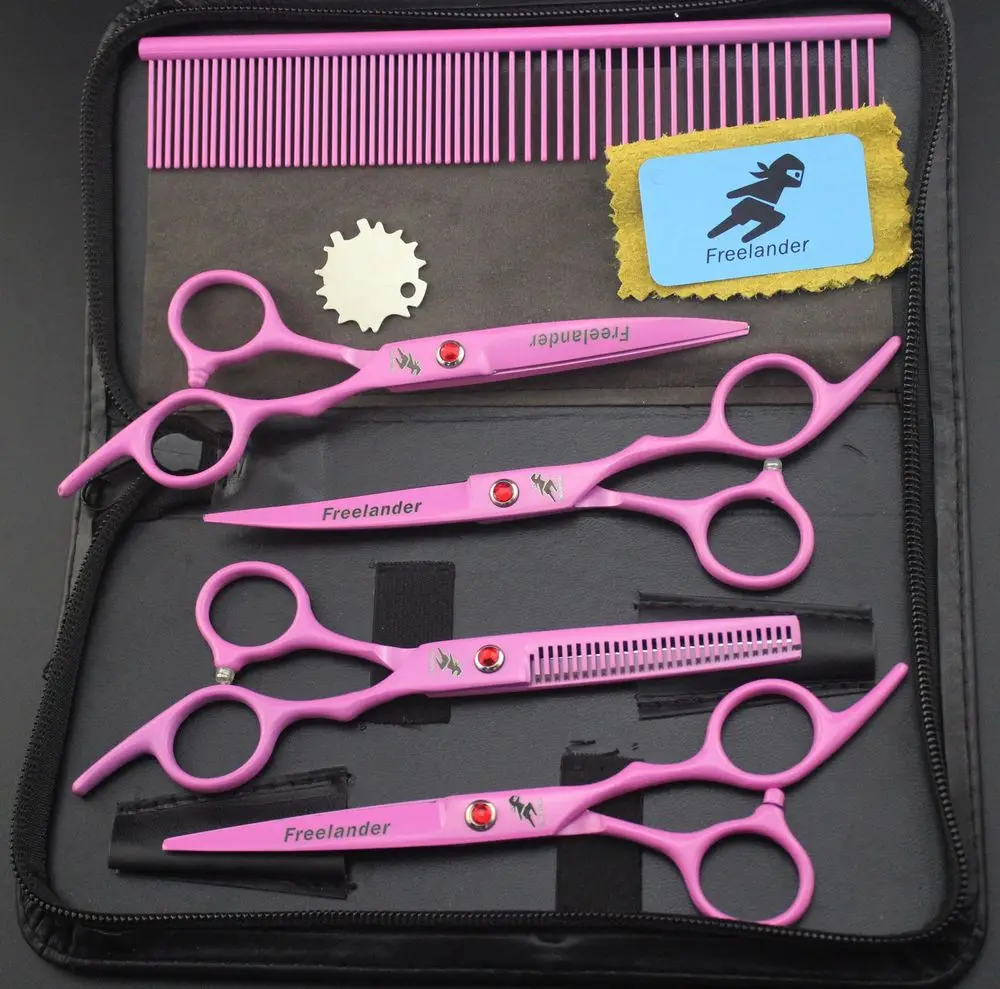 Professional Pet Grooming Scissors 6/6.5 inch Straight Curved Thinning Set Dog Shears Hair Cutting | Дом и сад