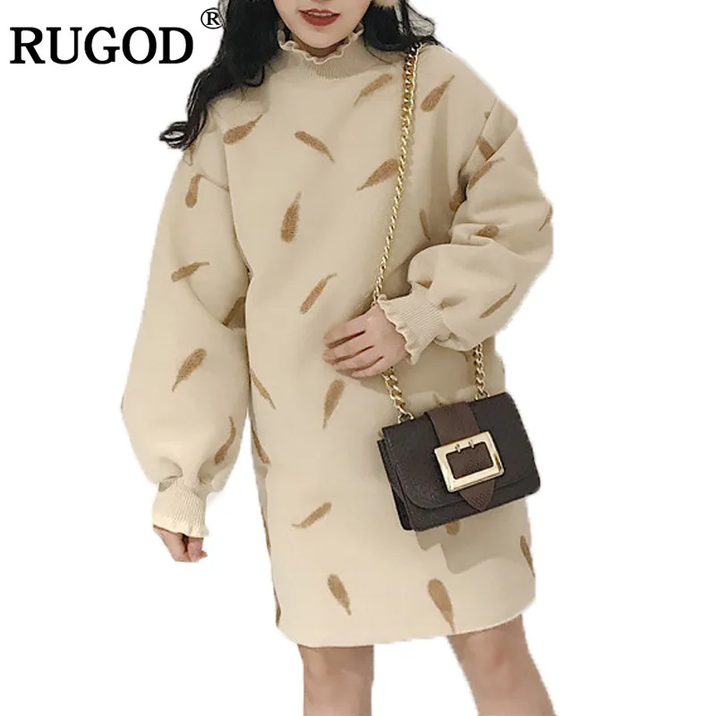 RUGOD 2019 новый зимний свитер платье мятый пуловер женское милое повседневное
