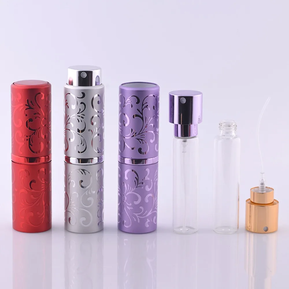 

4 pcs 15ml Rotating glass spray bottle dropper portable sample bottles frosted perfume points bottling oil bottle