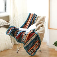 sj super soft retro flannel fleece sherpa bohemian couch throw blanket for sofa portable car travel cover blanket