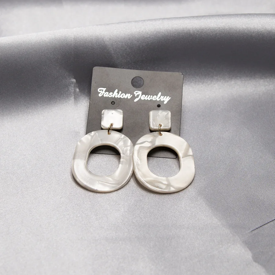 Серьги Boucle D'oreille большие коричневые геометрические полые круглые акриловые