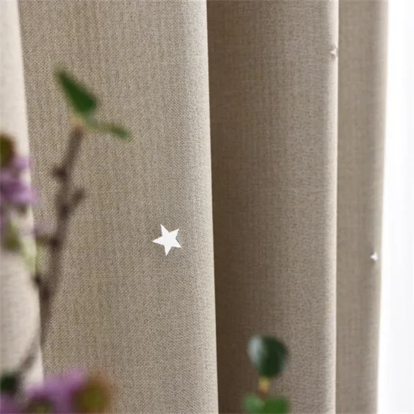 Color 2 curtain Серые однотонные льняные 3D шторы со звездами для детей, гостиной, спальни, затемненная ткань, летние романтические шторы, W-HM038B#3 - Цвет: Color 2 curtain
