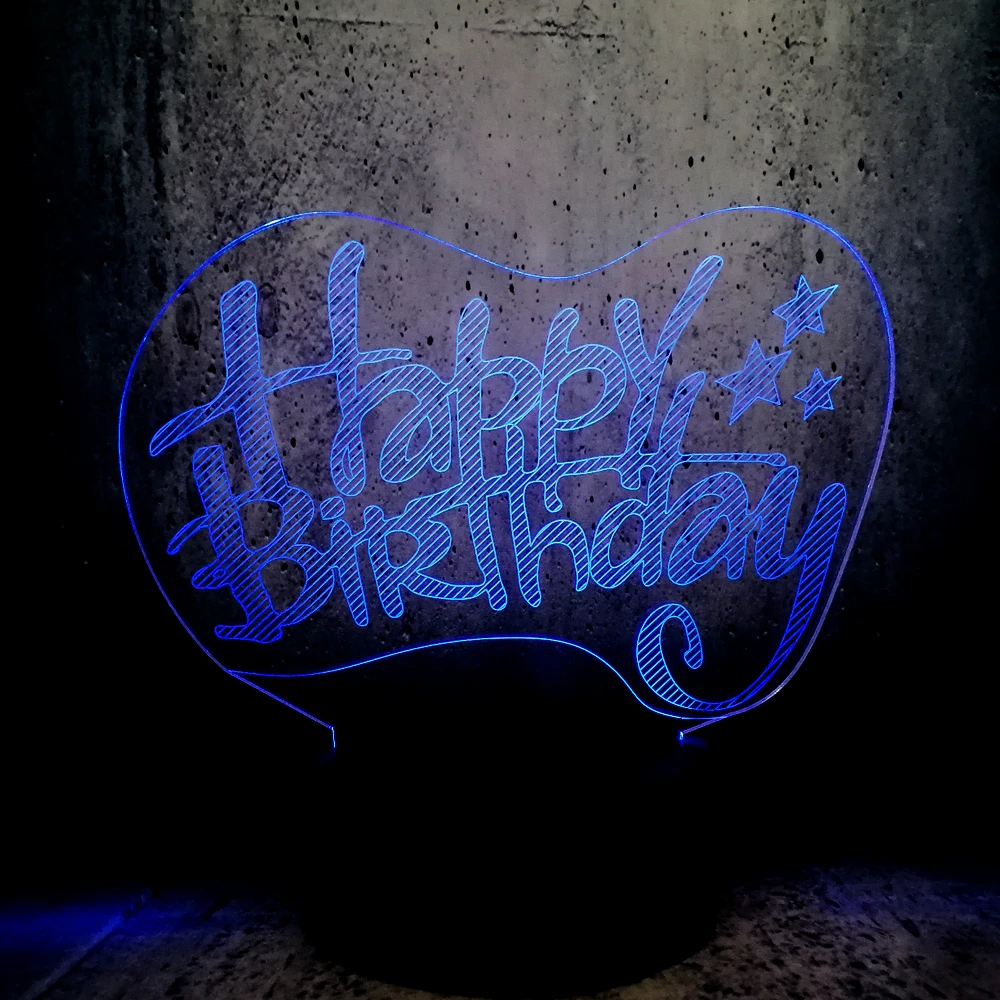 Креативный 3D светодиодный USB светильник с надписью Happy Birthday Word 7 цветов прожекторы
