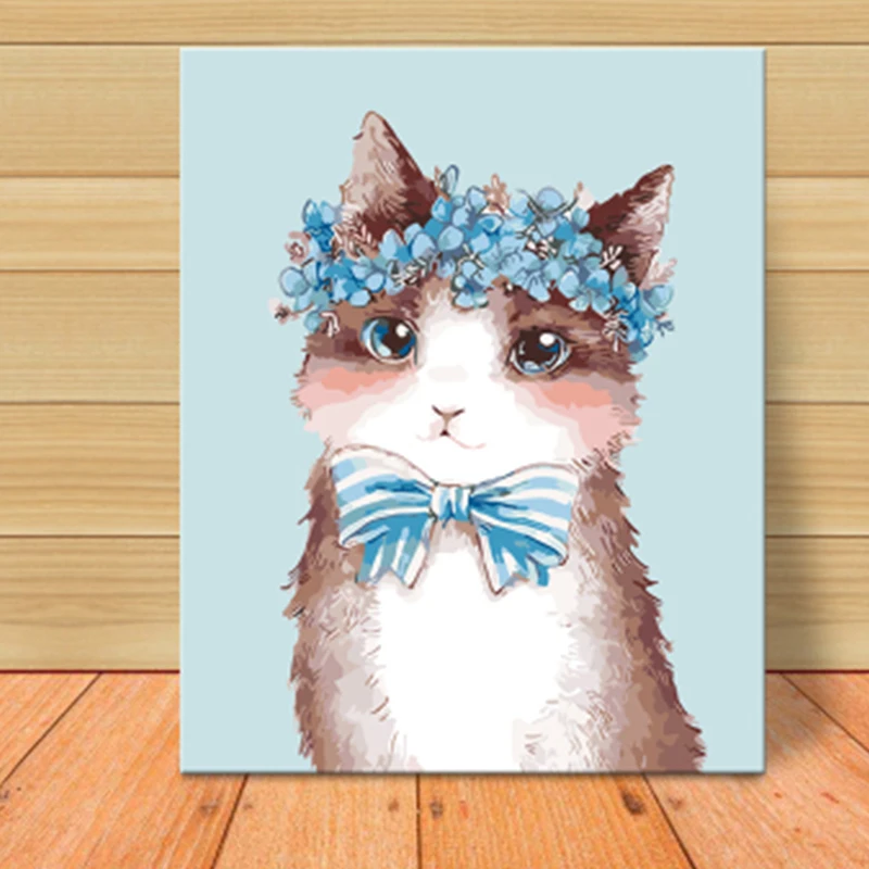 5D DIY Алмазная картина кошка девушка носить цветок Вышивка Полный крестом Стразы