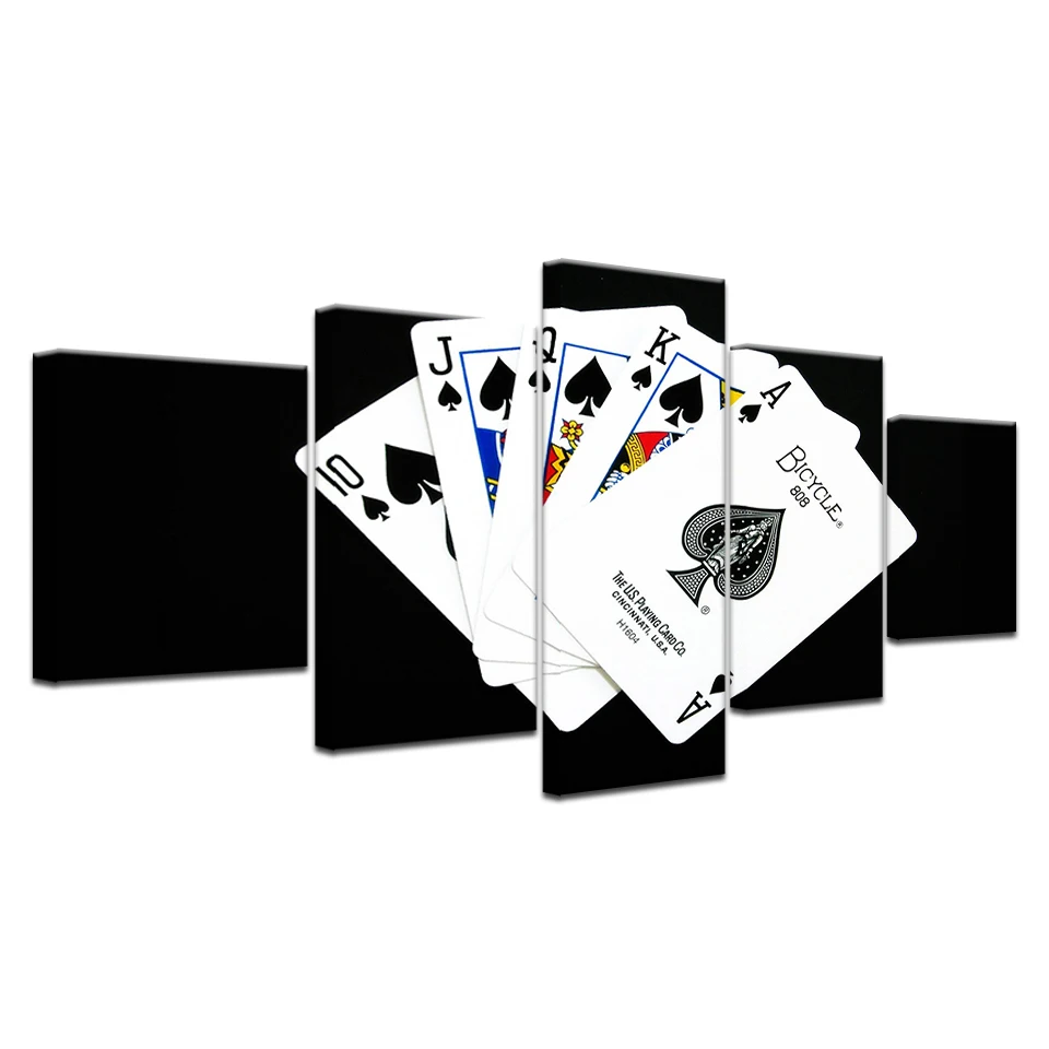 

5 Panel/pieces HD Printed Playing CARDS Modern wall posters Print On Canvas Art Painting For home living room decoration