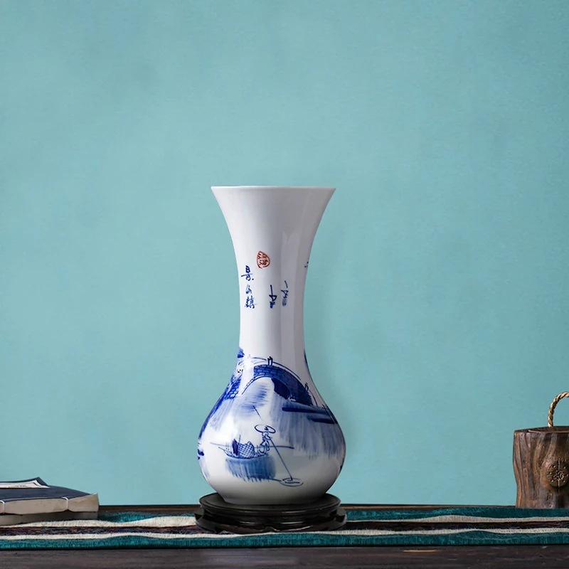 Гидропонная ваза Цзиндэчжэнь белая и Синяя Керамическая ручная роспись