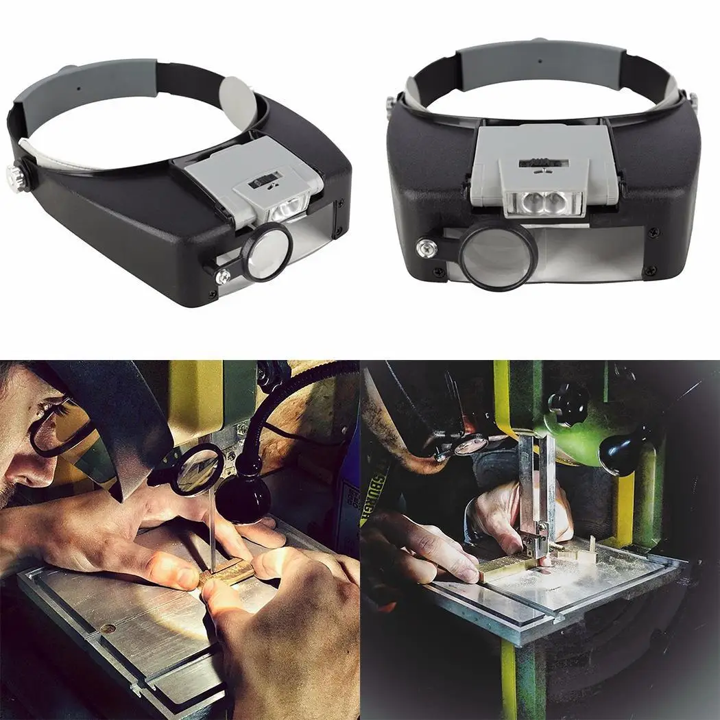 1.5x 3x 8.5x 10x Adjustable 4 Lens Loupe LED Light Headband Magnifying Glass Magnifier Tool With | Инструменты
