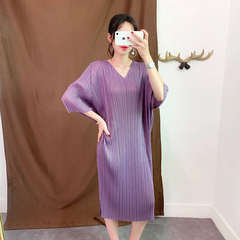 Новое поступление Miyake Плиссированное летнее платье больших размеров свободные и