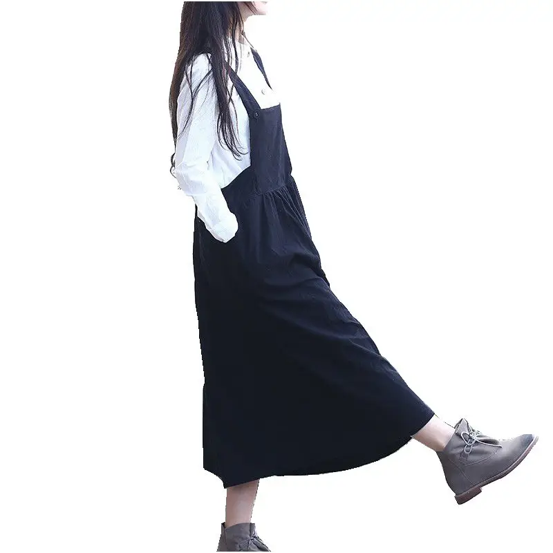 Мори юбка на подтяжках Высокое качество 100% хлопок миди линия ремень высокая