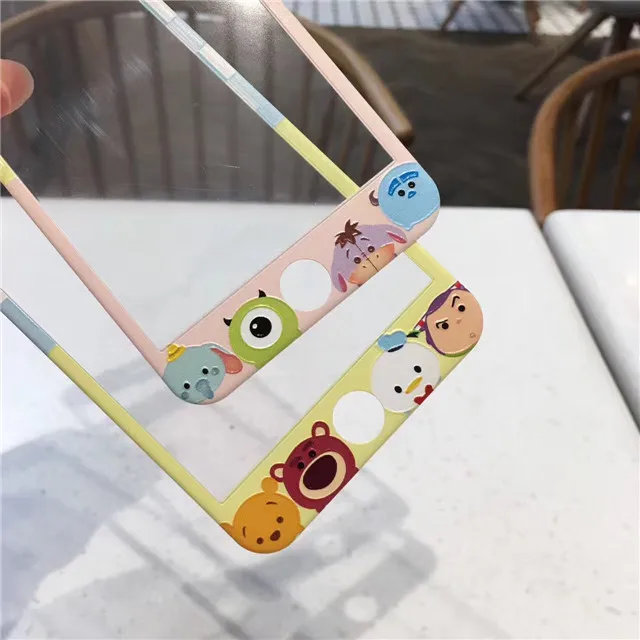 Мультяшный ПК+ ТПУ чехол для телефона iphone 6 6s 7 plus 8+ 3D 9H Защитная пленка для экрана из закаленного стекла