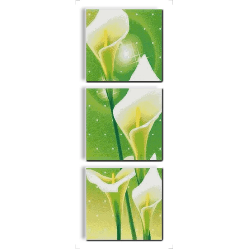 Everlasting Love Common Calla (triptych)  Chinese Cross Stitch Kits Ecological Cotton Printed 14CT DIY Gift Christmas Decoration