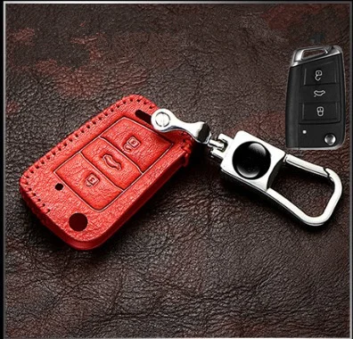 Винтаж из натуральной кожи Автомобильный ключ чехол для ключей VW Golf 7 GTI MK7 Octavia A7