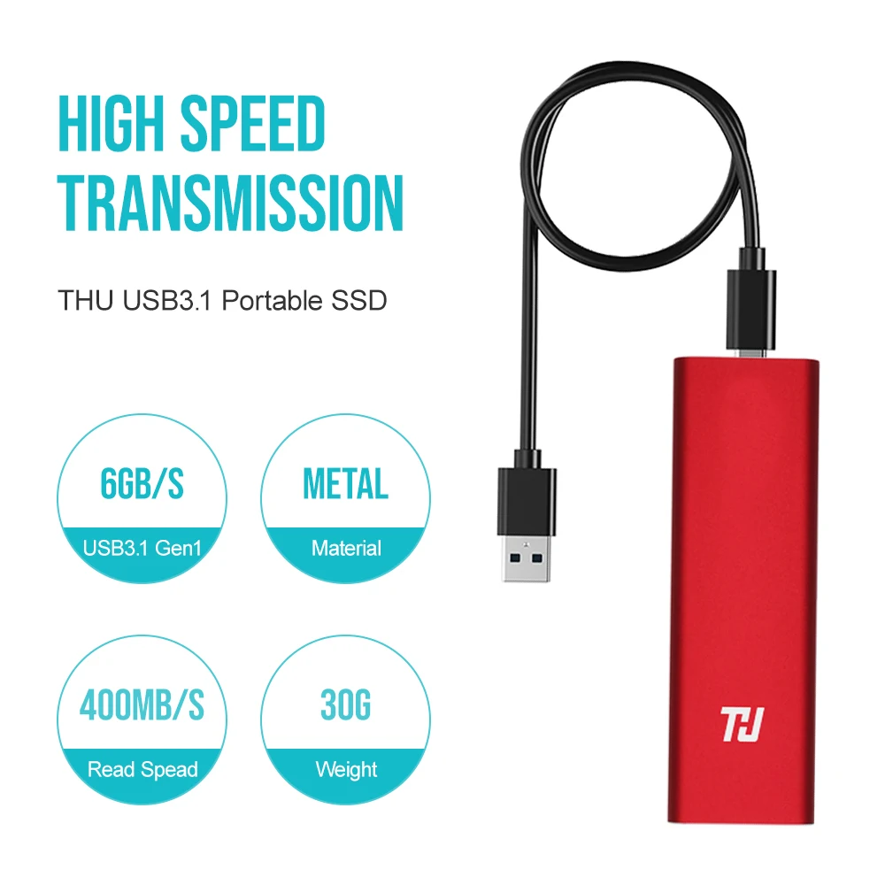 THU Мини 128 ГБ 256 ГБ 512 Портативный SSD Внешний твердотельный накопитель(SSD) USB3.0 400 МБ/с. для портативных ПК Тетрадь