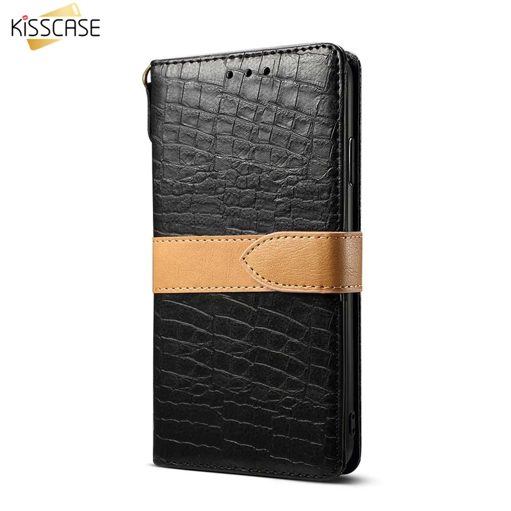 KISSCASE Стильный кожаный бумажник чехол для iPhone 7 XR XS MAX X крокодиловой кожи телефона