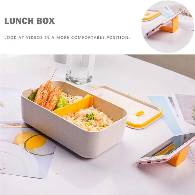 Wheat Straw Heathy Lunch Box Large Portable Compartmentalized Bento | Дом и сад