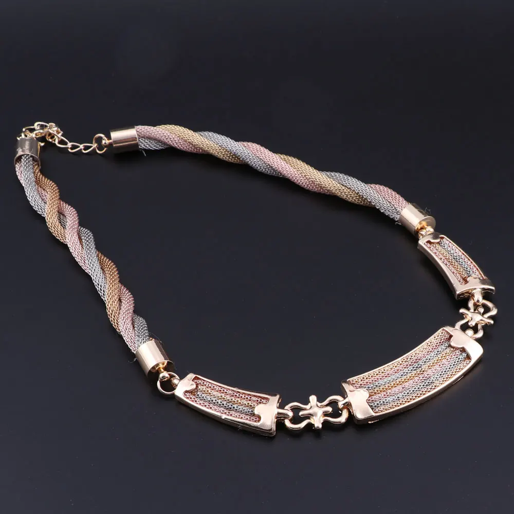 Изысканная золотая цепочка Дубая 3 цвета комплект ювелирных изделий Оптовая