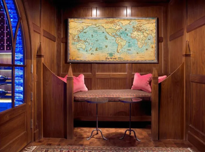 Винтажная карта мира морские карты ретро старая бумага плакат настенная