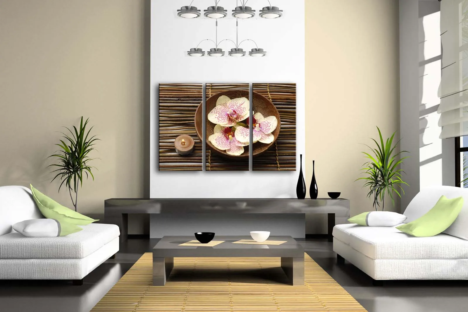 3 Panels Unframed Wall Art Pictures Spa Flower Spot Canvas Print Artwork Modern Posters For Home Living Room | Дом и сад