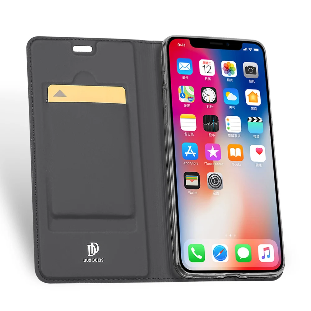 Роскошный силиконовый чехол-книжка DUX DUCIS для iPhone XS Max чехол-бумажник Apple X XR 6 6S 7 8 Plus