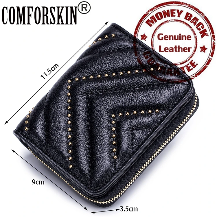 COMFORSKIN, роскошный, натуральная кожа, кошельки для карт, Женский кошелек на молнии, Новое поступление, высокое качество, чехол для визиток