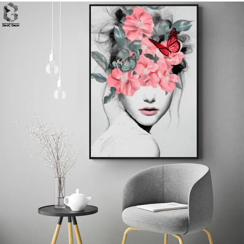 

Flower Girl Portrait Canvas Prints Wall Art Painting Wall Picture Posters for Living Room Home Decor