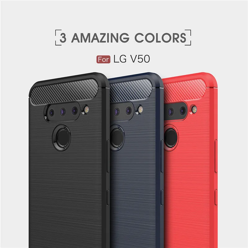 Чехол для телефона из углеродного волокна LG V50 ThinQ 5G мягкий чехол ТПУ прочный
