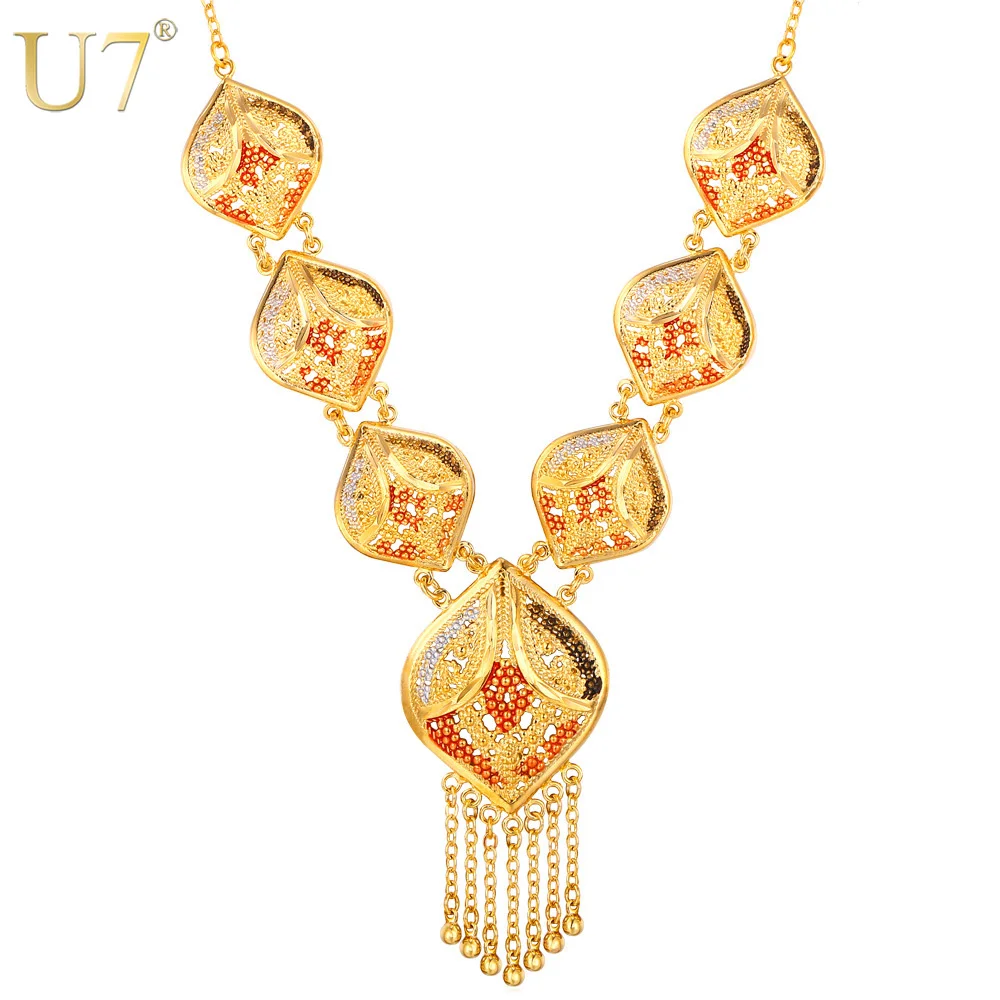 U7 Длинные Кисточки Ожерелье Для Женщин Индийские Ювелирные Изделия Этнические
