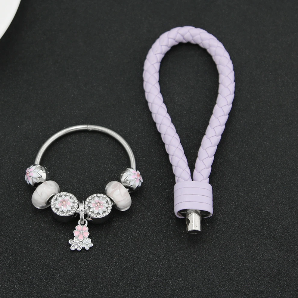 KEORMA 2017 новый шарм модный кожаный брелок для ключей вишневый цветок автомобильный