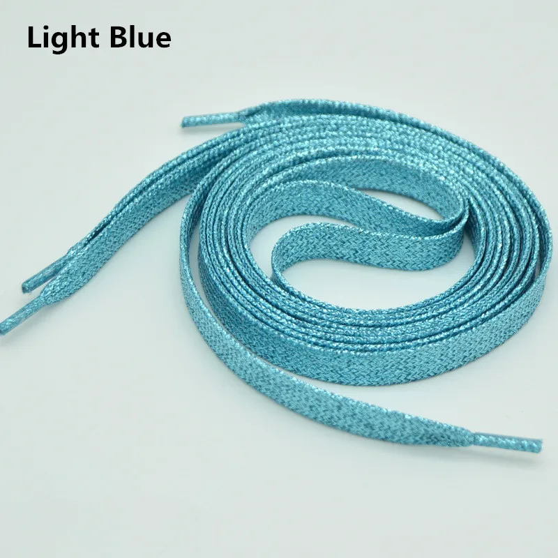 Light Blue Блестящие золотые и серебряные яркие шнурки 19 цветов 110 см кроссовки спортивная обувь шнурки - Цвет: Light Blue