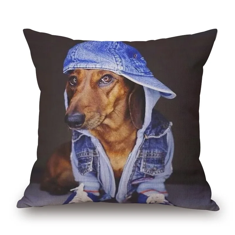 Колбаса Чехлы для подушек с изображением собак Keep Calm and Hug такса Любовь Сердце Satr подушки детские крышка бежевый лен наволочка на подушку, Спальня Декор - Цвет: 20