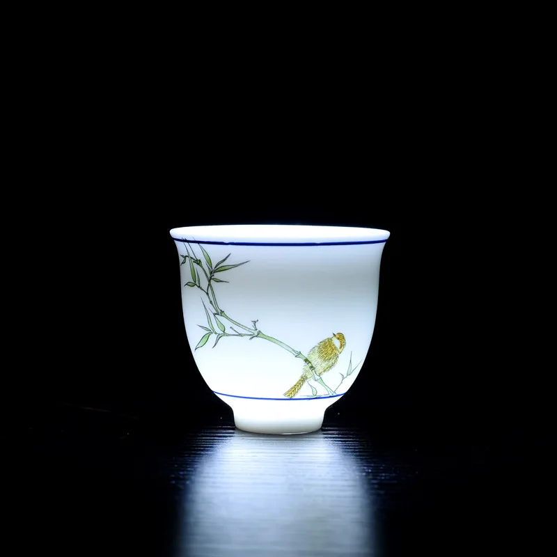 6 керамических чашек для чая из фарфора, набор для кунг-фу, ручная роспись, небольшие чаши для церемонии и украшения дома.