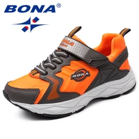 bona new popular style children casual shoes hook loop girls shoes synthetic boys loafers outdoor fashion sneakers