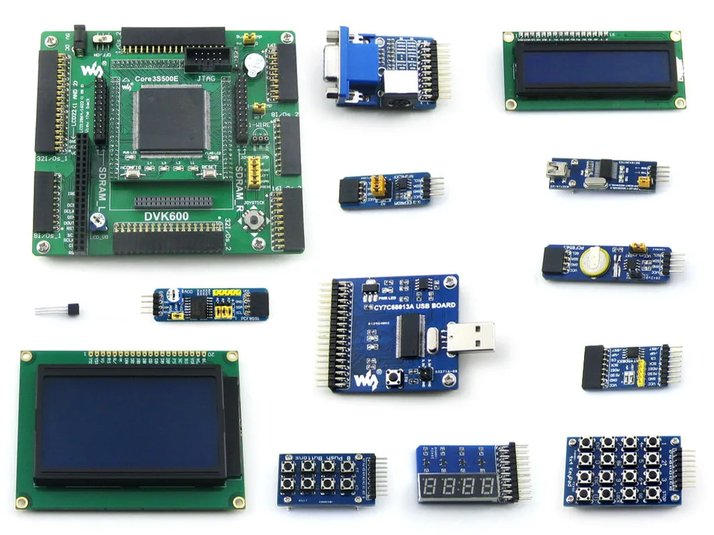 

Плата разработки XILINX XC3S500E Spartan-3E FPGA + LCD1602 + LCD12864 + 12 модуль = Open3S500E посылка B
