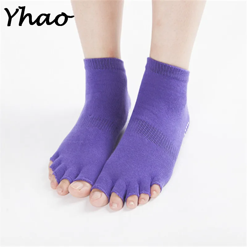 Yhao Йога Toeless носки нескользящие лодыжки сцепление носки для женщин профессиональный Пилатес фитнес спортзал спортивные носки