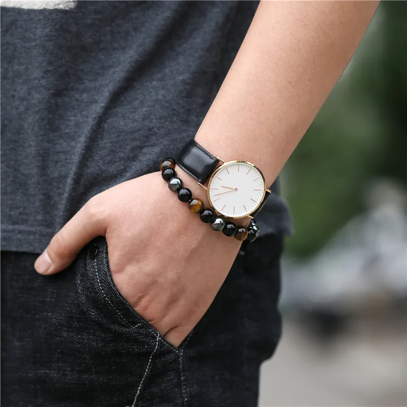 Мужские браслеты для фитнеса в стиле панк браслет из натурального тигрового