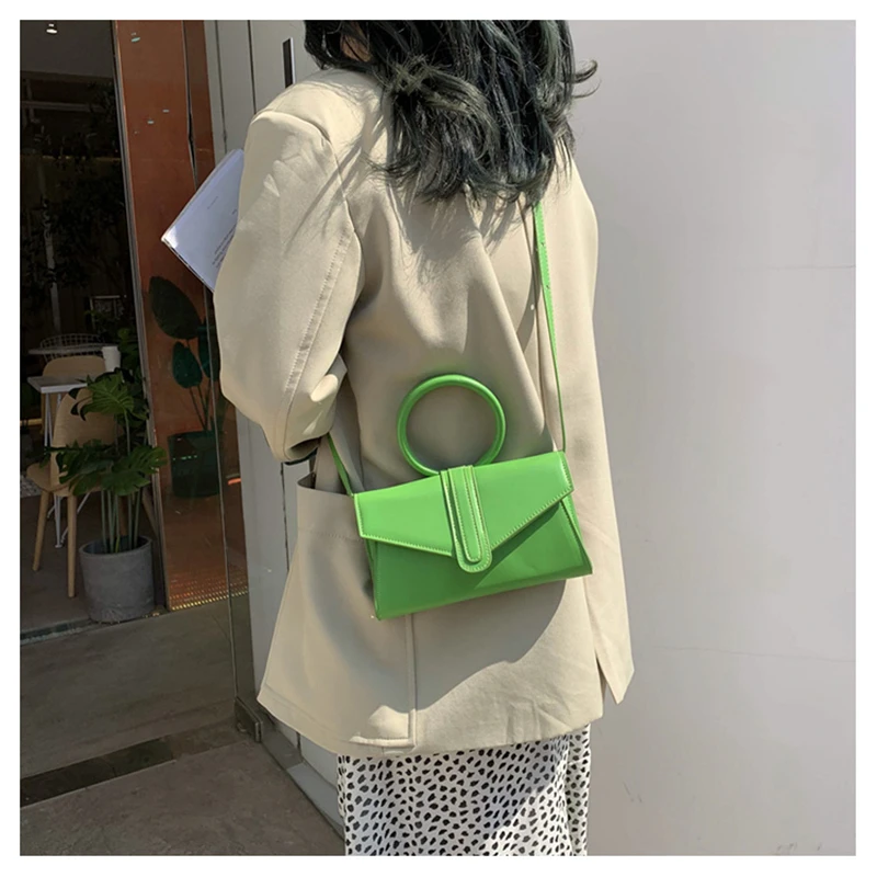 Модные дизайнерские женские яркие цвета сумочка с кольцом качественные кожаные