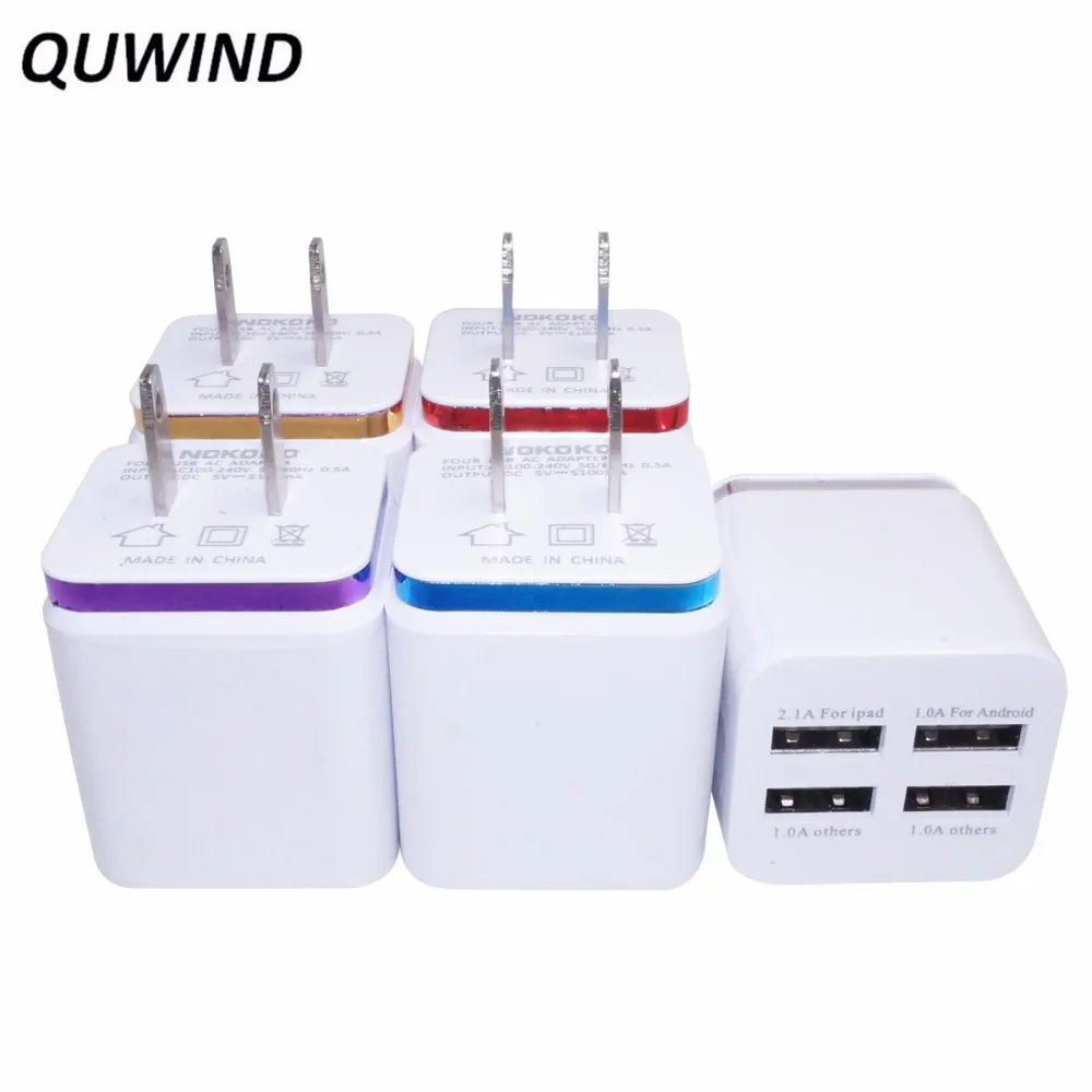 Сетевое зарядное устройство QUWIND с 4 портами USB 2 а/1 А 5 В адаптер для iPhone телефона