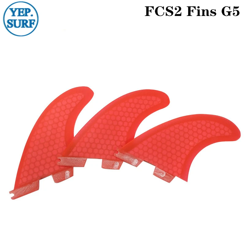 red G5 Surf FCSII fins Tri fin set G3/G5/G7/K2.1 Fibreglass Honeycomb Carbon free shipping - Цвет: red G5