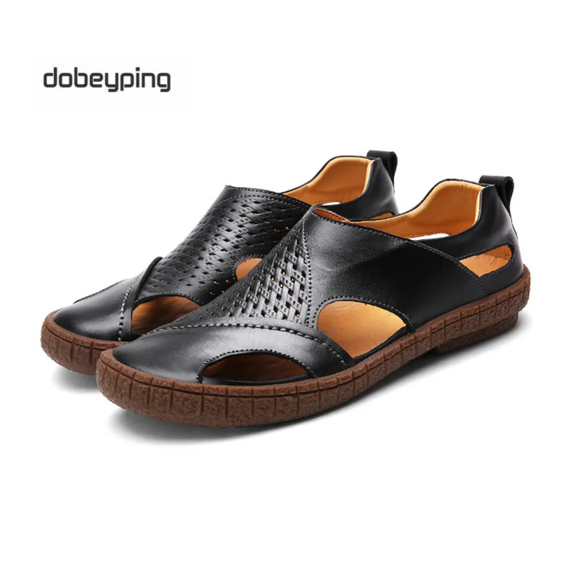 Новый Летний Натуральная Кожа Коровьей Скольжения На Сандалии Для Мужчин мода