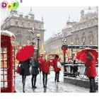 DPF Алмазная вышивка черно-красная зимняя алмазная живопись вышивка крестиком Алмазная мозаика квадратные Стразы домашний декор