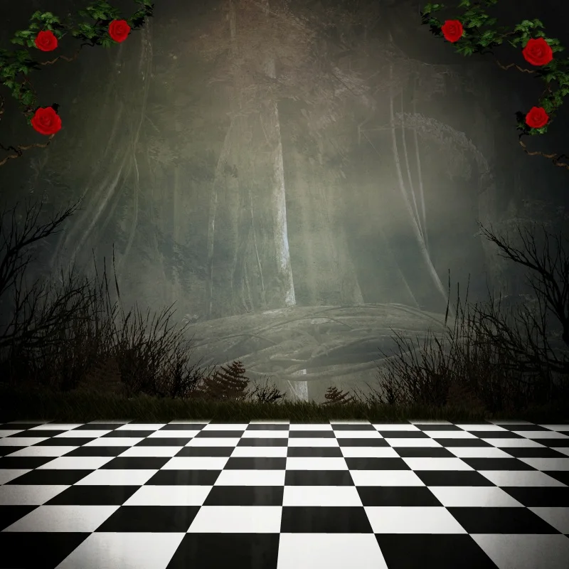 Laeacco Hazy Wonderland шахматная доска напольная Детская фотография Виниловые бесшовные