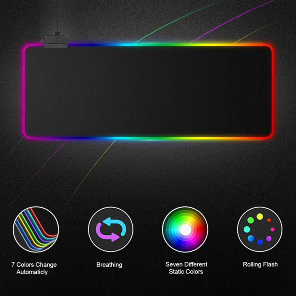 Цветной светящийся коврик для мыши RGB 7 светодиодный Коврик Для Мыши ПК ноутбука
