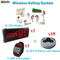 restaurant wireless calling system with led display transmitter button pager watch 1 display 1 wrist watch 10 call button