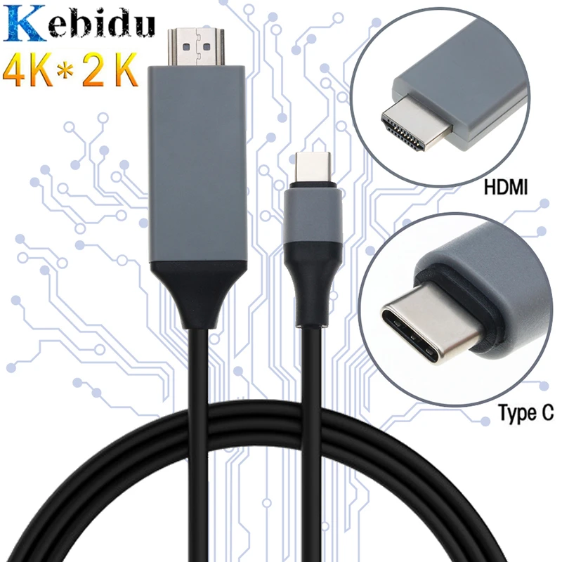 Kebidu 4K кабель с разъемами типа C и совместимому HDMI со штыревыми соединителями на