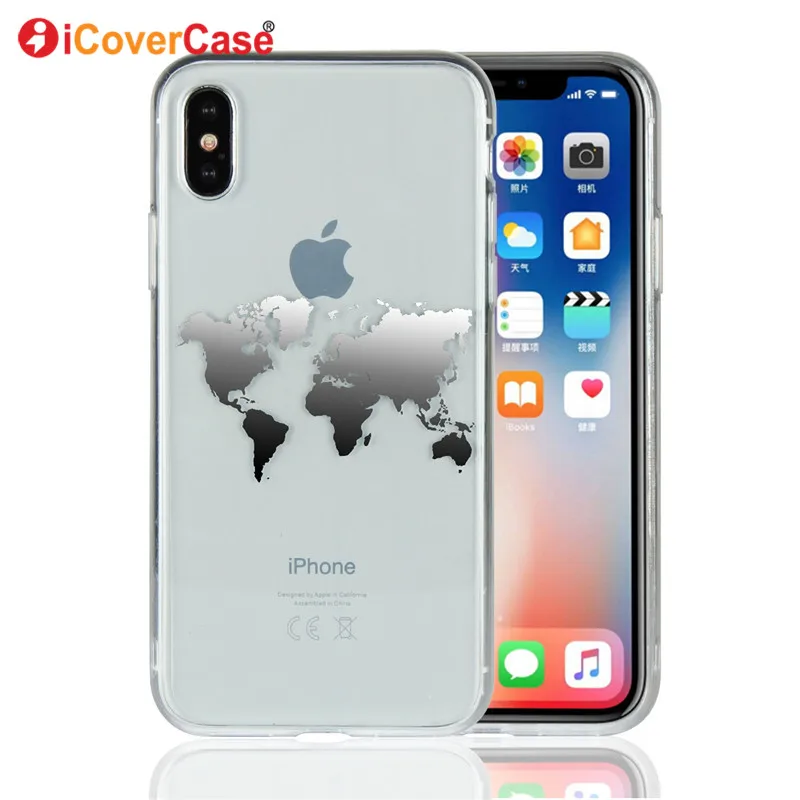 Чехол с картой мира для Apple Iphone X Ten мягкий силиконовый чехол аксессуары телефонов